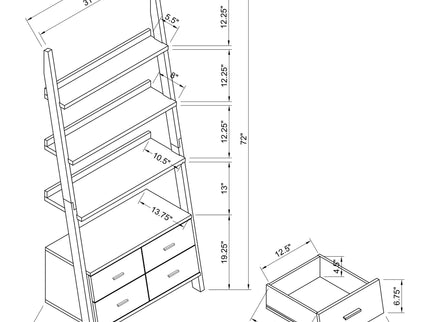 Blackburn - 3 Piece Ladder Bookshelf Set With Modular Design - Cappuccino