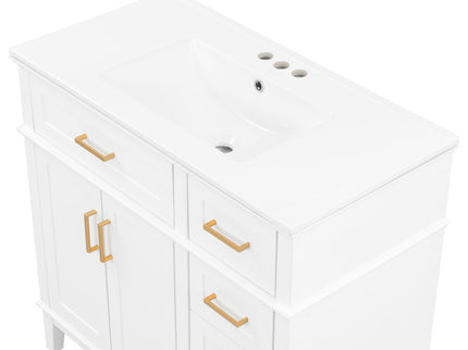 Modern Bathroom Vanity With Sink, Soft Close Doors, 4 Storage Drawers