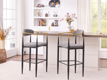 Upholstered Bar Stool With Ergonomic Design (Set of 2)
