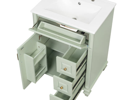 Freestanding Bathroom Vanity With Sink, 3 Drawers & Flip-Out Drawer