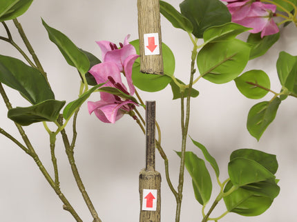 Artificial Bougainvillea Tree With Pot, Realistic Faux Flowering Plant Leaves And Blooms, Decor For Home Office - Green Leaves / Pink