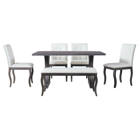 Dining Set With Bench, 6 Piece