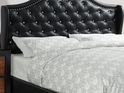 Bed With Curved Wingback Headboard, Button Tufted Upholstered