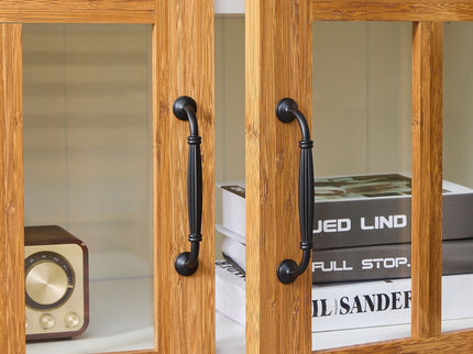 Rustic Style Display Cabinet With Glass Doors For Collectibles