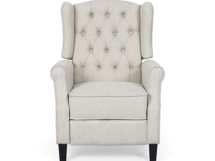 Contemporary Tufted Fabric Push Back Recliner - Beige