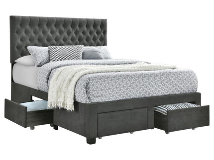 Soledad Upholstered Queen Storage Panel Bed Grey