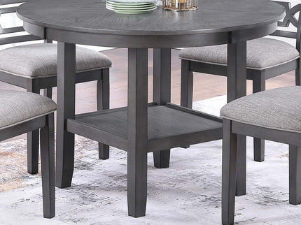 5 Piece Dining Set With Storage Shelves Round Table And Upholstered Side Chairs - Gray