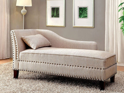 Chaise With Nailhead Trim And Plush Pillow