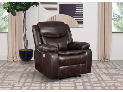 Salerno - Upholstered Power Recliner Chair With USB Charging - Dark Brown