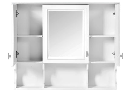 Wall Mounted Bathroom Medicine Wall Cabinet With Mirror & Open Shelves