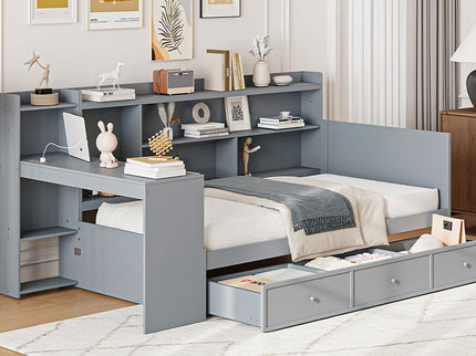 Daybed With 3 Drawers USB Ports And Desk