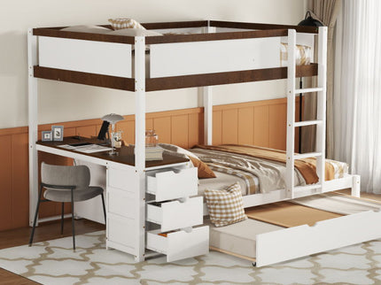 Bunk Bed With Twin Size Trundle, Storage And Desk