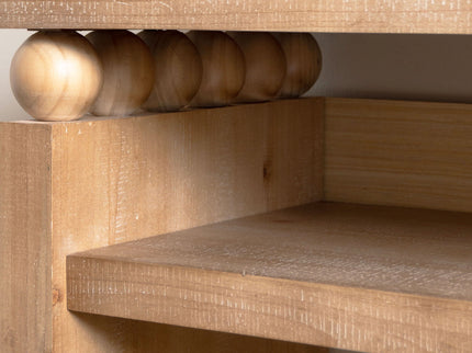 Modern Rustic Console Table, Wood Entryway Table With Shelf & Decorative Bead Detail - Natural