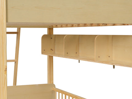 Bunk Bed With 3 Storage Shelves, Adjustable Ladder Left Or Right