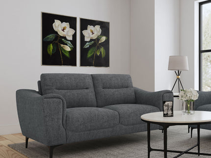 Oberle - Upholstered Sloped Track Arm Loveseat - Charcoal