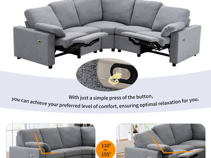 Power Recliner Sectional Sofa Home Theater Reclining Sofa With Two USB Ports, Two Storage Drawers For Living Room