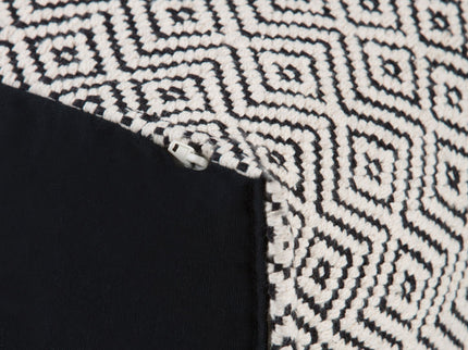 Brynn - Square Pouf - Patterned Black / Natural