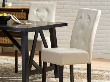 Carter - 5 Tuft Dining Chair With Button Tufted Backrest And Espresso Legs - Ivory