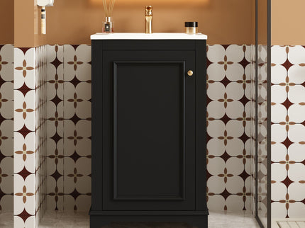 Bathroom Vanity With Sink, Freestanding Single Cabinet Set, Soft Close Door, Adjustable Shelf