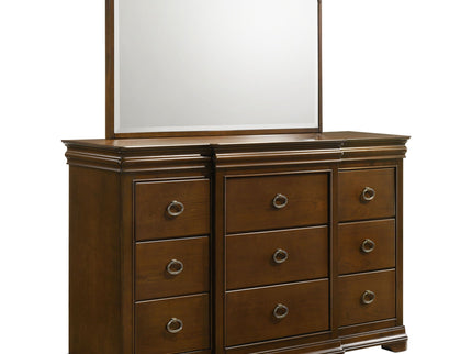 Leonide - 9 Drawer Dresser With Mirror - Cherry