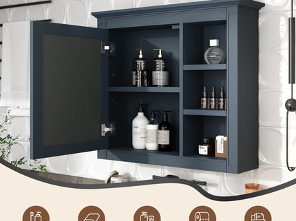 Wall Mounted Medicine Cabinet With Mirror And 3 Open Shelves