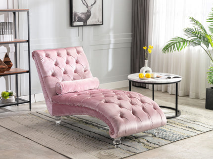 Chaise Lounge Indoor, Button Tufted Upholstered Chaise Lounge Chair With Pillow