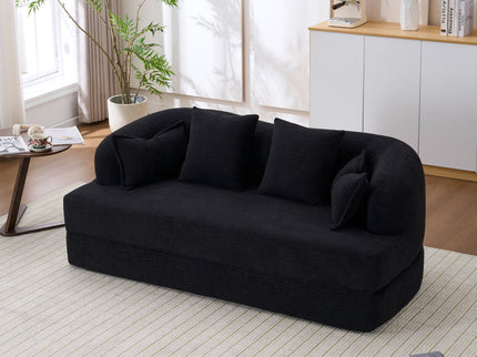 Foldable Sofa Bed, Boneless Couch Convertible Sleeper With 4 Pillows