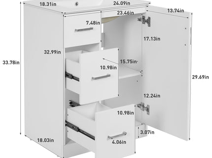 Bathroom Vanity With Under Mount Sink, 2 Drawers And Soft Closing Door