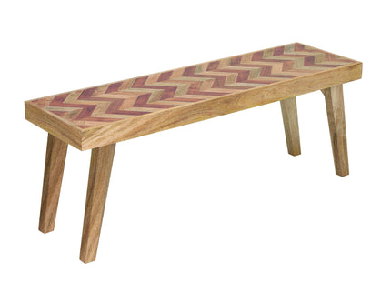 Artisan - Handcrafted Mango Wood Bench Rustic Boho Style - Natural