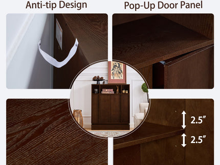 Fluted Sideboard Buffet Cabinet With 2 Doors And Adjustable Shelf, Storage Cabinet For Entryway