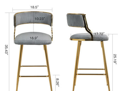 Counter Height Bar Stools With Powder Coating Base And Footrest (Set of 2) -