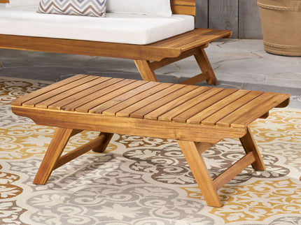 Outdoor Acacia Wood Coffee Table With Open Slat Design