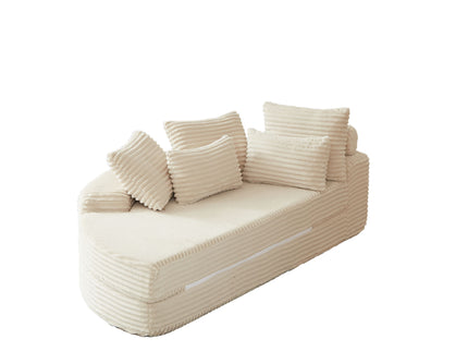 Semi Circular 2 In 1 Sofa Bed With Neck Pillow And Throw Pillows