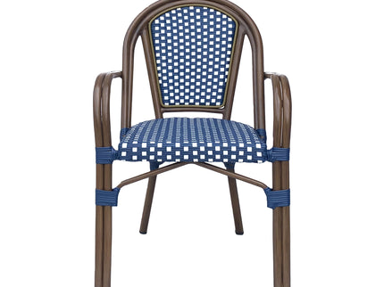 Bistro Chair With 2 Toned Checkered Pattern, (Set of 2) - White / Navy