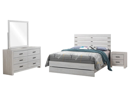 Geary - 4 Piece King Panel Bedroom Set With 2 Nightstands And Dresser - White