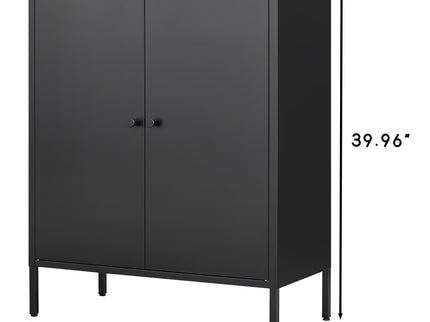 Kitchen Buffet Server Table Accent Sideboard Cupboard Server Buffet Console Table With Doors Cabinet - Black