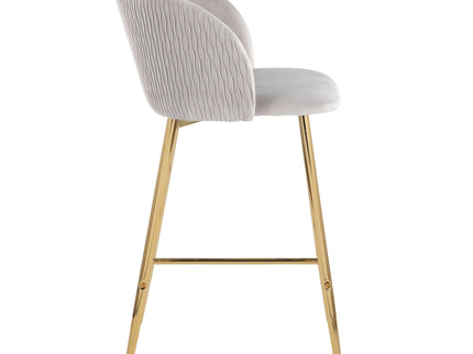 Fran - Pleated Waves Contemporary / Glam Fixed Height Counter Stool (Set of 2)