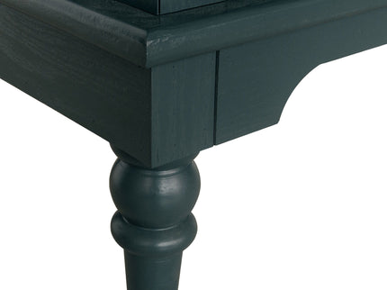 Hollow Carved 3 Drawer Dresser With Metal Handles, Storage Chest For Living Room Or Bedroom - Blackish Green