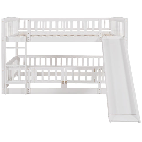 Low Bunk Bed With Slide, Fence And Ladder