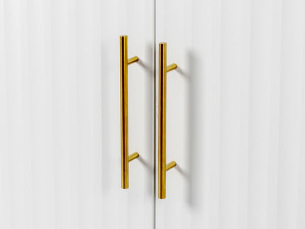 3 Door Large Storage Sideboard With Handles For Kitchen, Dining Room And Living Room, Accent Buffet Cabinet, Coffee Bar Sideboard Cabinet With 3 Doors - White / Gold