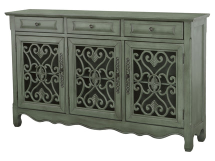 Naomi - 3 Drawer Scrollwork Accent Cabinet - Green