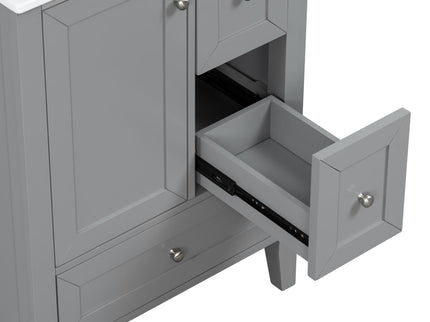 Modern Bathroom Vanity With Sink, Freestanding Cabinet With Drawers And Shelves