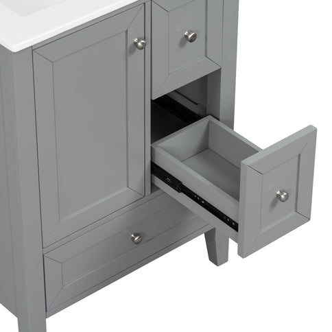 Modern Bathroom Vanity With Sink, Freestanding Cabinet With Drawers And Shelves