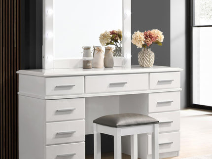 Vanity Stool With Padded Seat - White