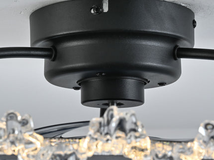 Caged Ceiling Fan With Remote Controlled Dimmable LED Lights, Flush Mount Fan, Low Profile Design - Matte Black
