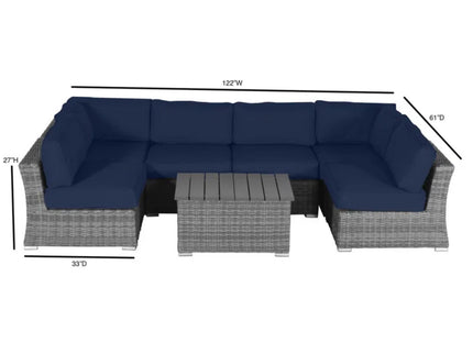 Wicker Sectional Sofa With Cushions And Table