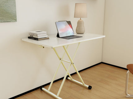 Adjustable Standing Table, Indoor & Outdoor Use, Portable With Adjustable Height - Off White / White