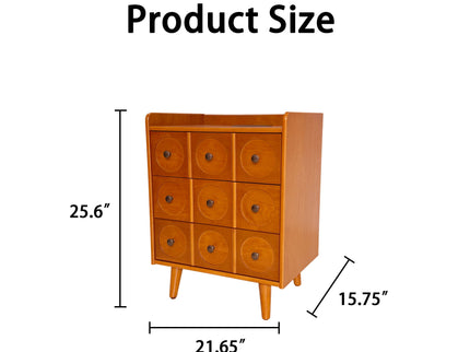 3 Drawer End Table With Charging Station For Bedroom - Natural Wood