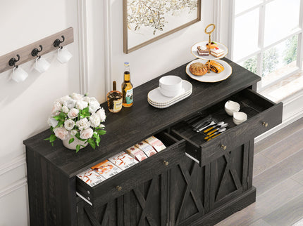 Vintage Sideboard With 2 Drawers And Four Doors For Living Room