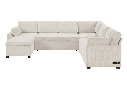 Convertible U-Shaped Sectional Sofa Bed With Reversible Chaise